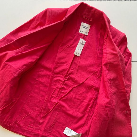Abercrombie Hot Pink Linen Blend Boyfriend Blazer Size XS NWT - Picture 8 of 12